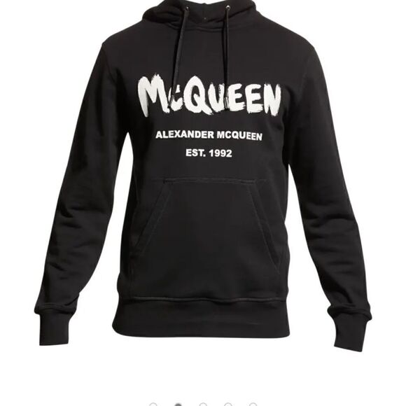 Alexander McQueen Men's Graffiti-Print Pullover Hoodie - Picture 5 of 7